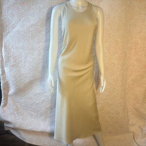 A New Day XL Champagne Satin Sleeveless Midi Dress Keyhole Back